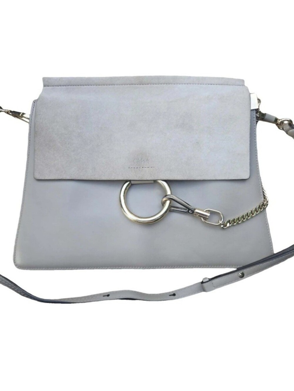 Authentic Chloé Medium Faye Shoulder Bag - Motty Gray w/ Entrupy COA